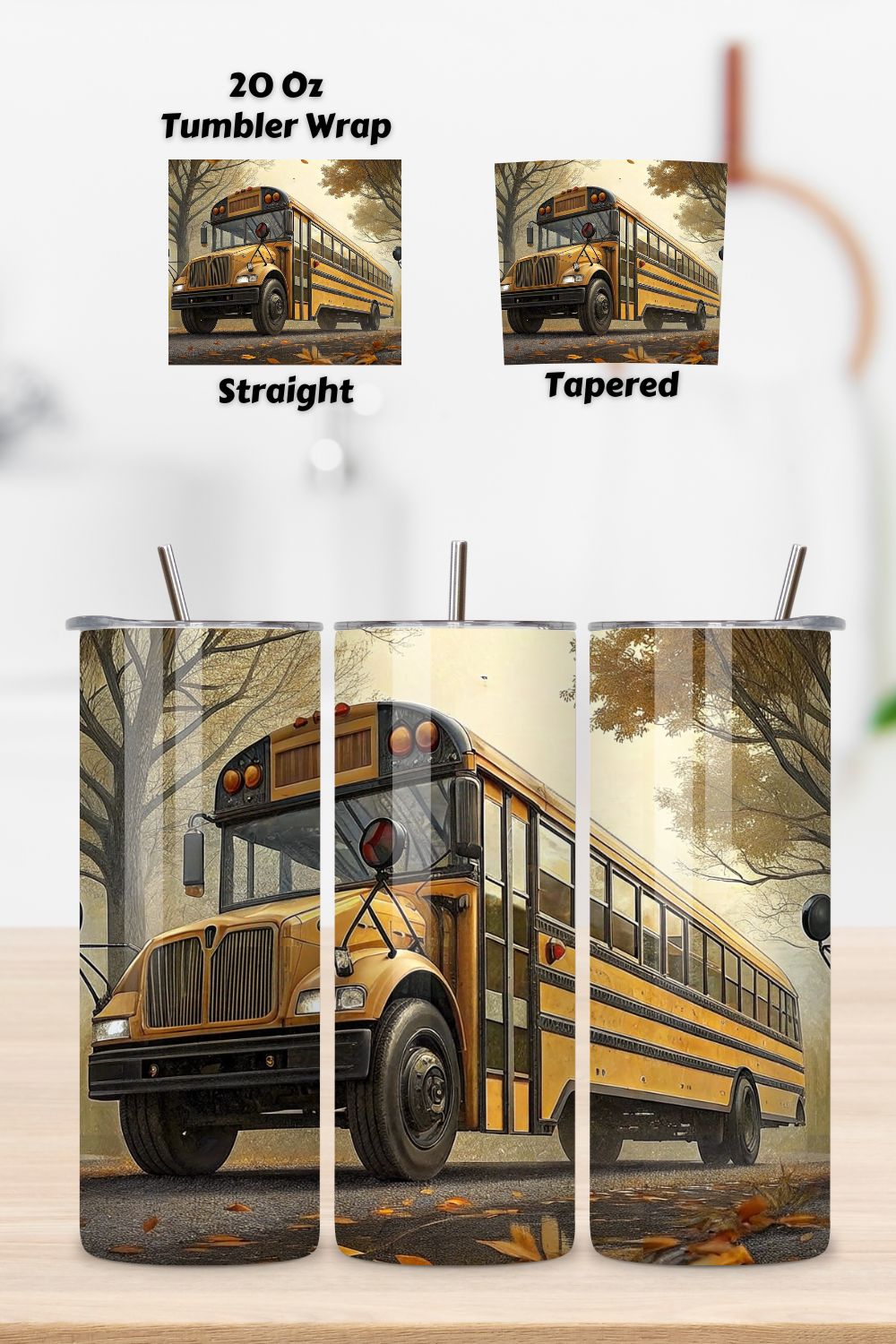 20oz Skinny Tumbler Wrap for Bus Driver Mom pinterest preview image.