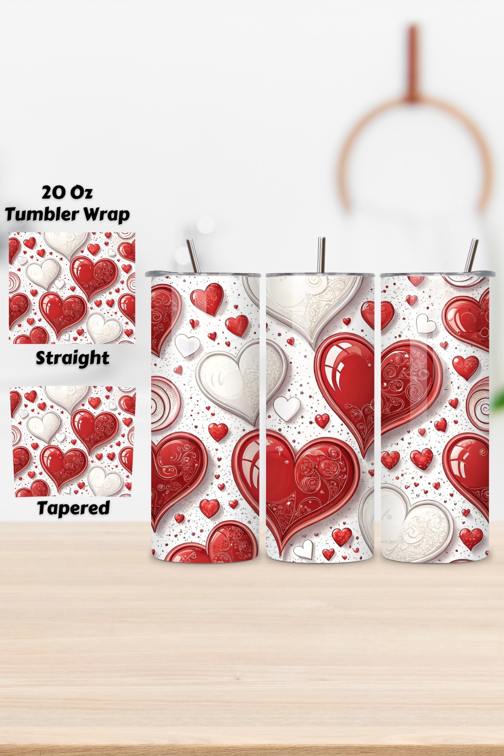 Valentines Heart Sublimation Tumbler Design, Valentines Tumbler Wrap, Hearts Designs, Hearts Tumbler Wraps, Straight, Tapered, Sublimation PNG pinterest preview image.