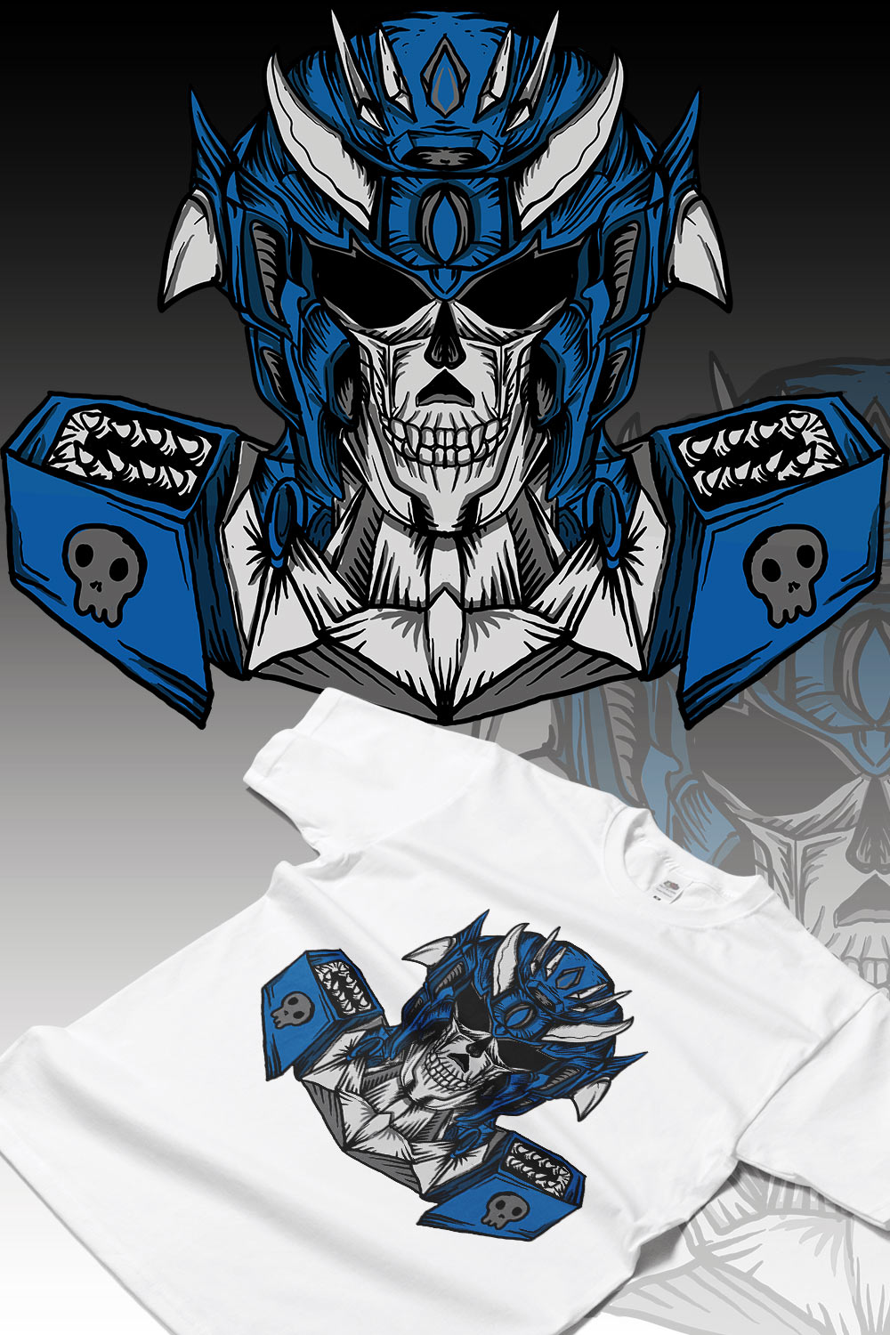 Robot Skull Design pinterest preview image.