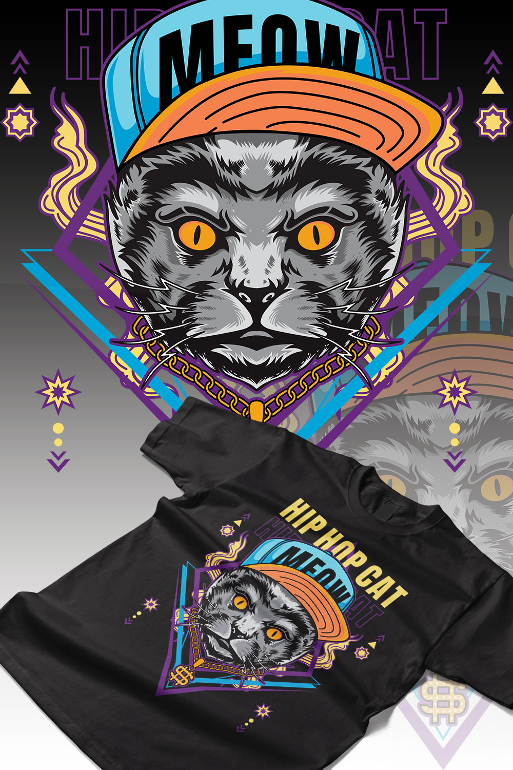 Hip Hop Cat Design pinterest preview image.