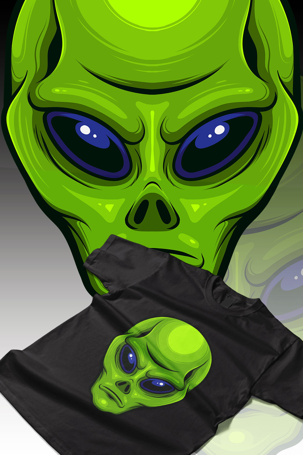 Alien Head Design pinterest preview image.