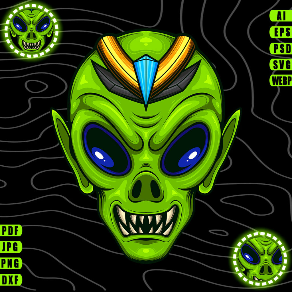Alien Head Design - MasterBundles