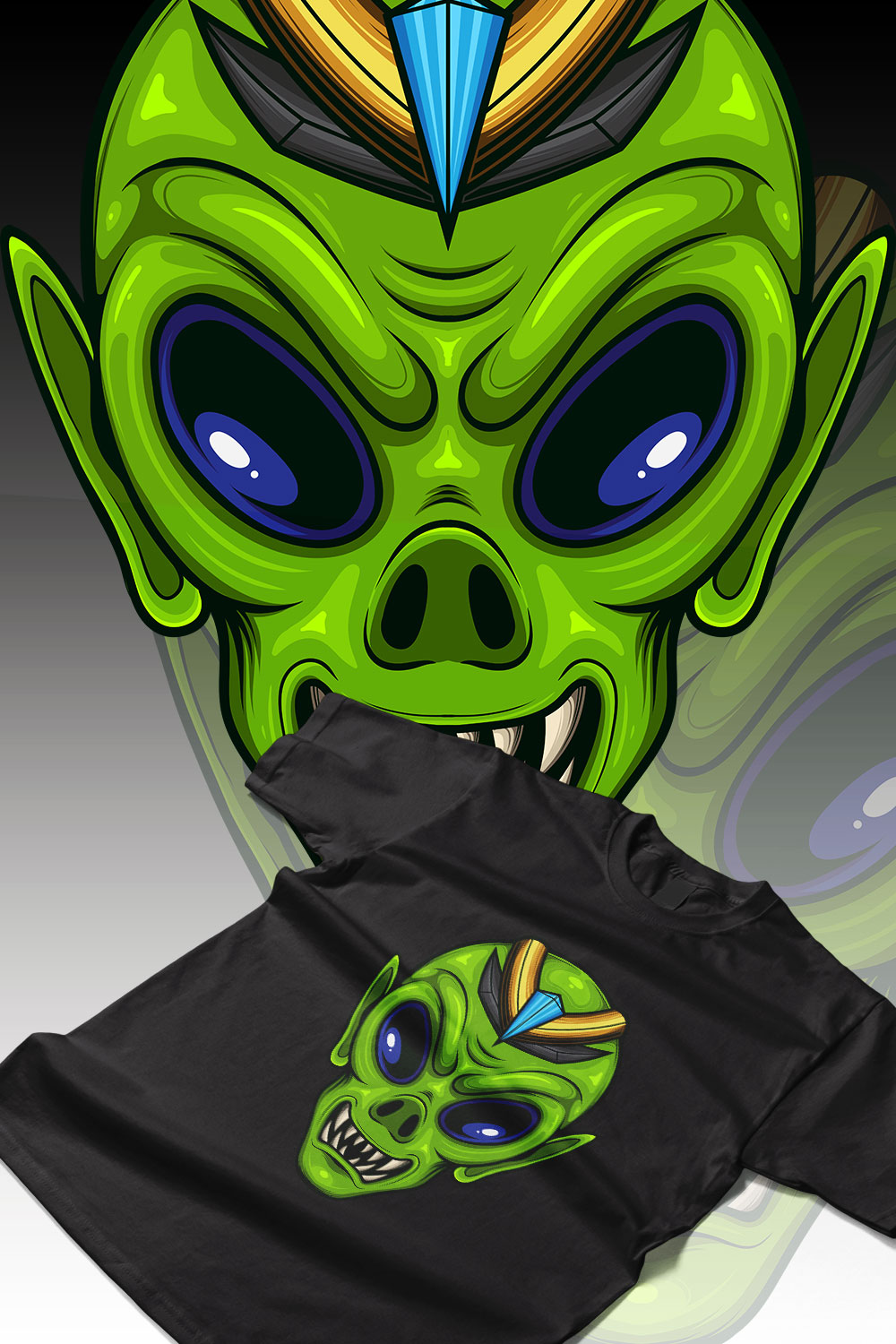 Alien Head Design pinterest preview image.