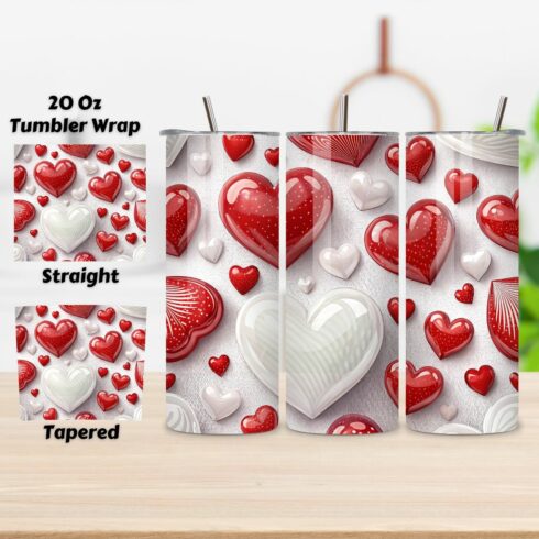 Valentines Tumbler Wrap Design | Valentines Day Tumbler wrap | Valentines Heart Tumbler Wrap | Valentines | 20oz 300 Dpi | 20oz Tumbler PNG cover image.