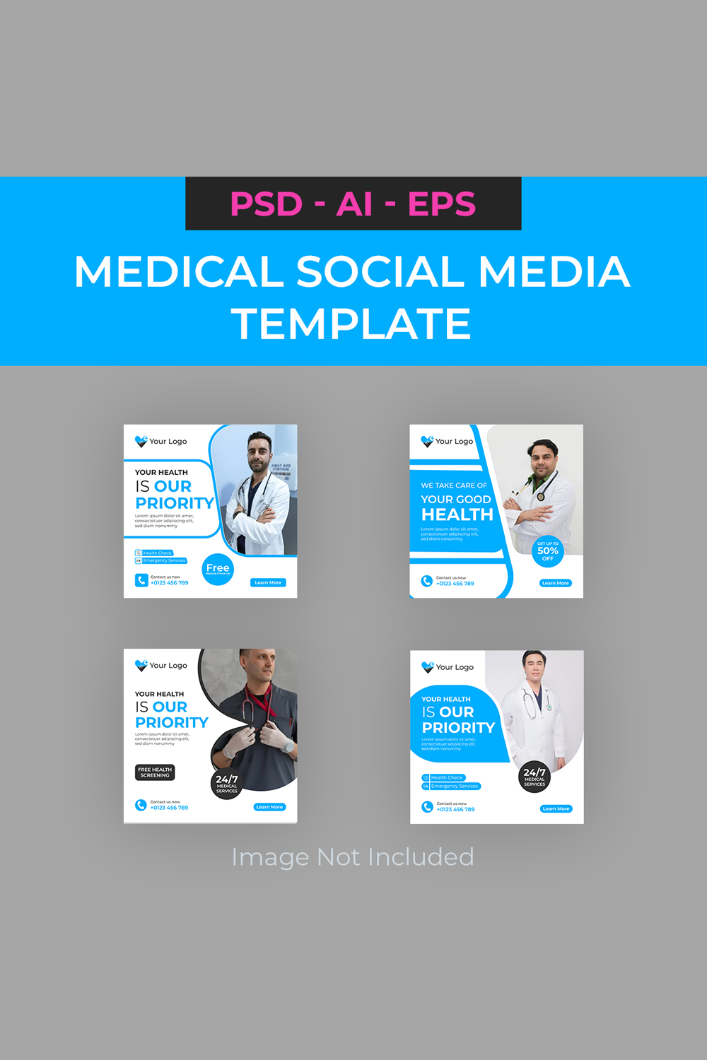 Medical & Healthcare Social Media Template pinterest preview image.