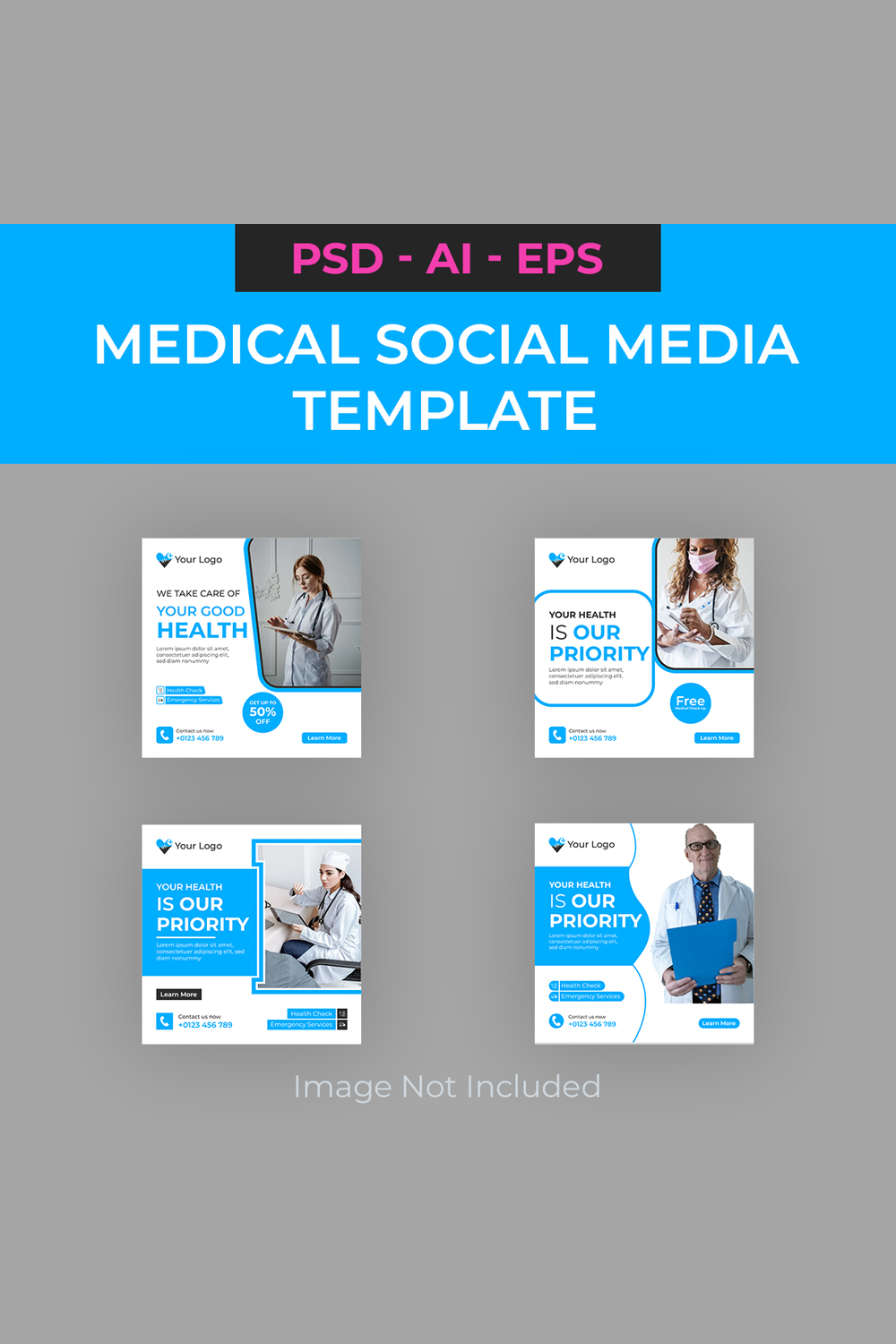 Medical Social Media Template pinterest preview image.