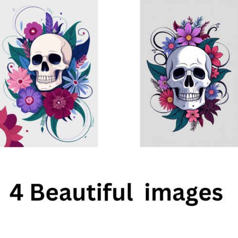 4 Beautiful floral skill graphics t shirt cover image.