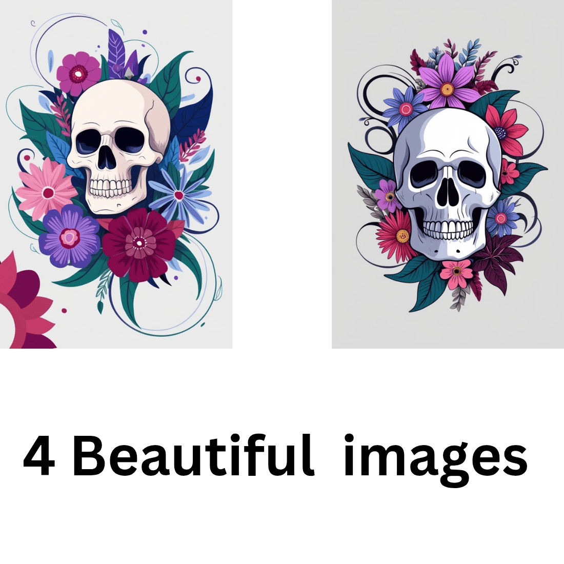 4 Beautiful floral skill graphics t shirt preview image.