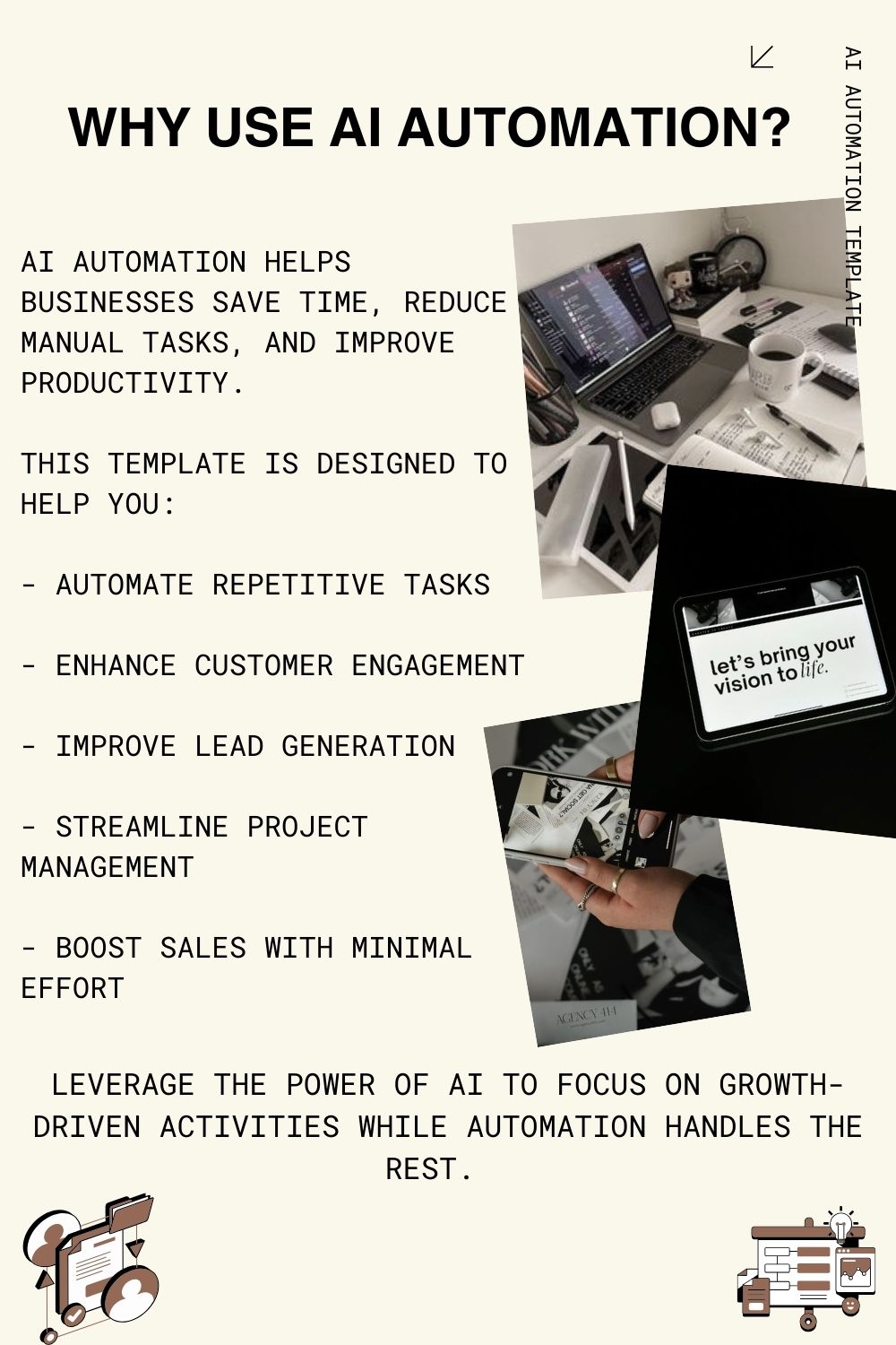 AI Automation Templates For Businesses pinterest preview image.