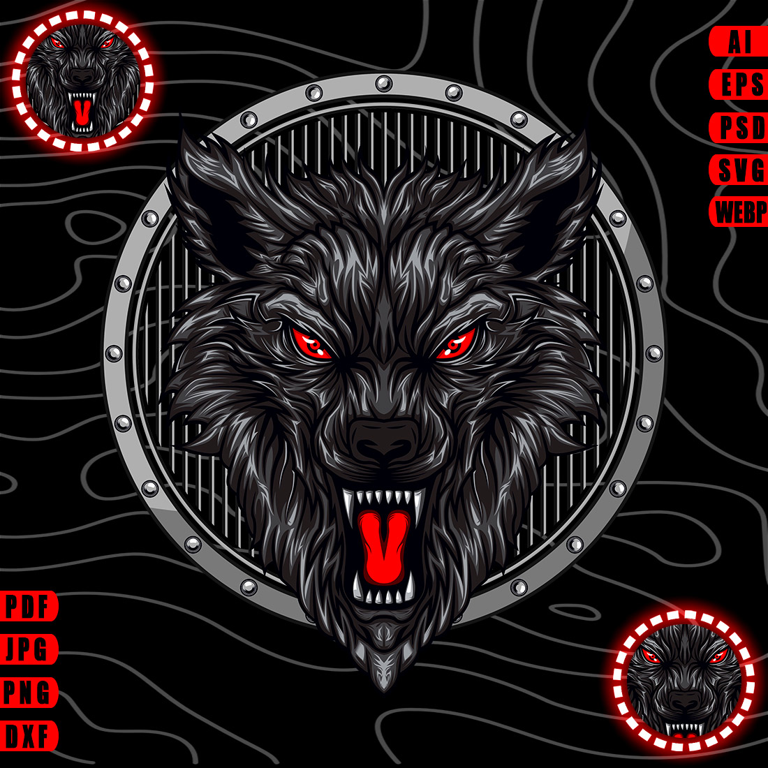 Angry Black Wolf Design cover image.