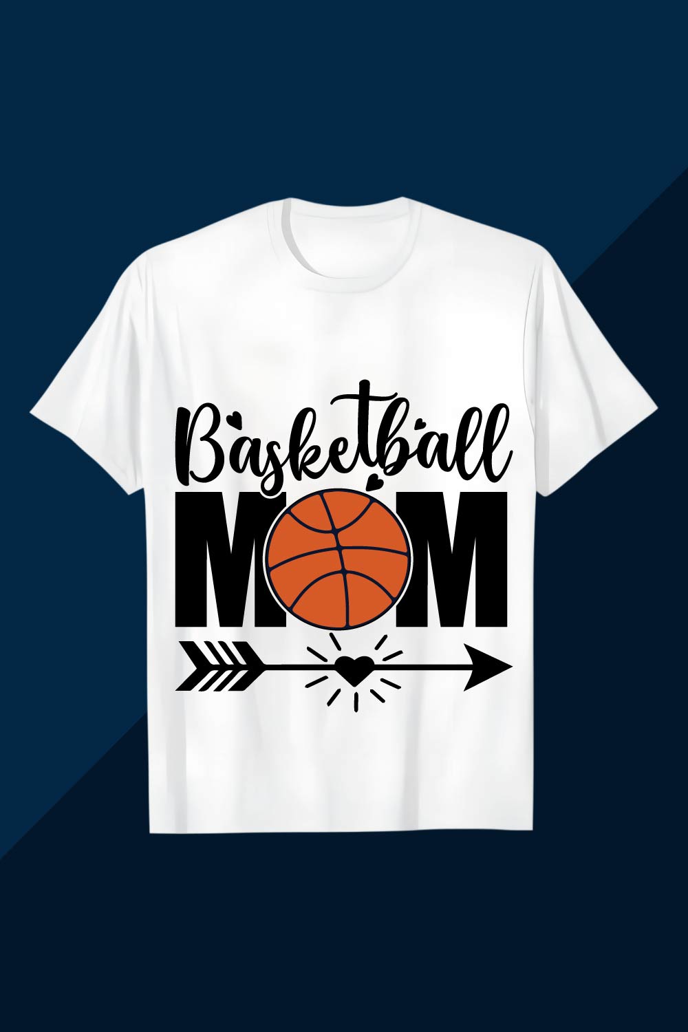 Basketball Mom Typography Design with Arrow t shirt pinterest preview image.