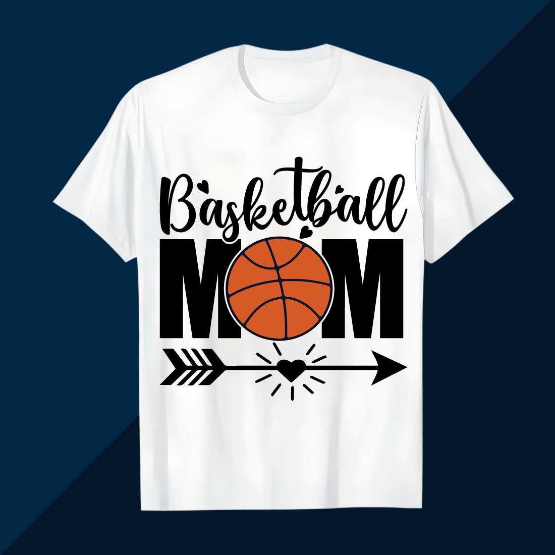 Basketball Mom Typography Design with Arrow t shirt cover image.