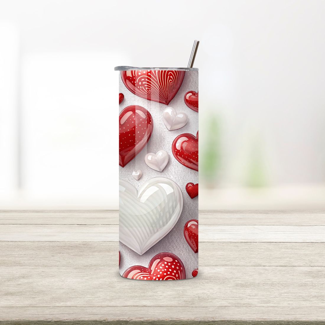 Valentines Tumbler Wrap Design | Valentines Day Tumbler wrap | Valentines Heart Tumbler Wrap | Valentines | 20oz 300 Dpi | 20oz Tumbler PNG preview image.