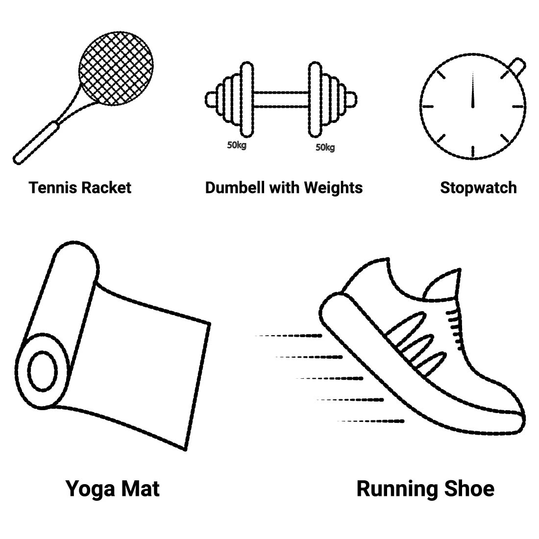 10 website Sports and Fitness icons set preview image.