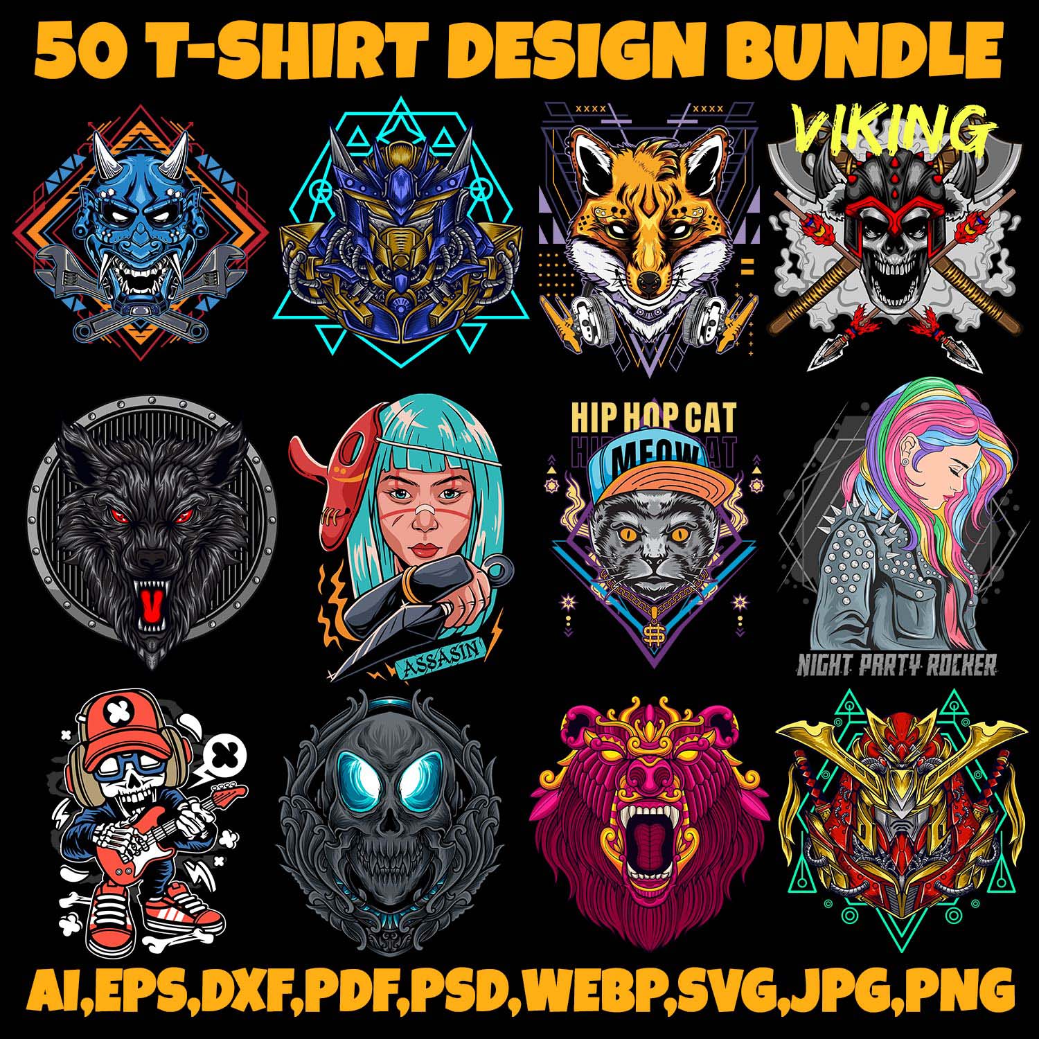 50 T-shirt Design Bundle cover image.