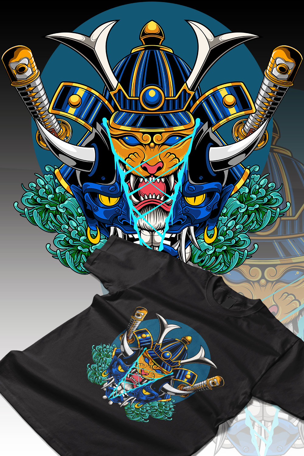 Samurai Tiger Design pinterest preview image.