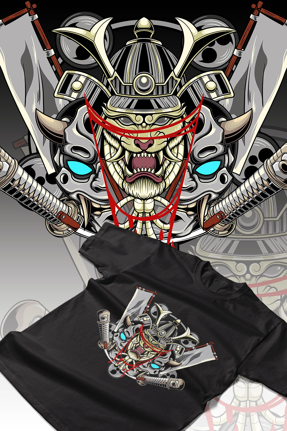 Samurai Tiger Design pinterest preview image.