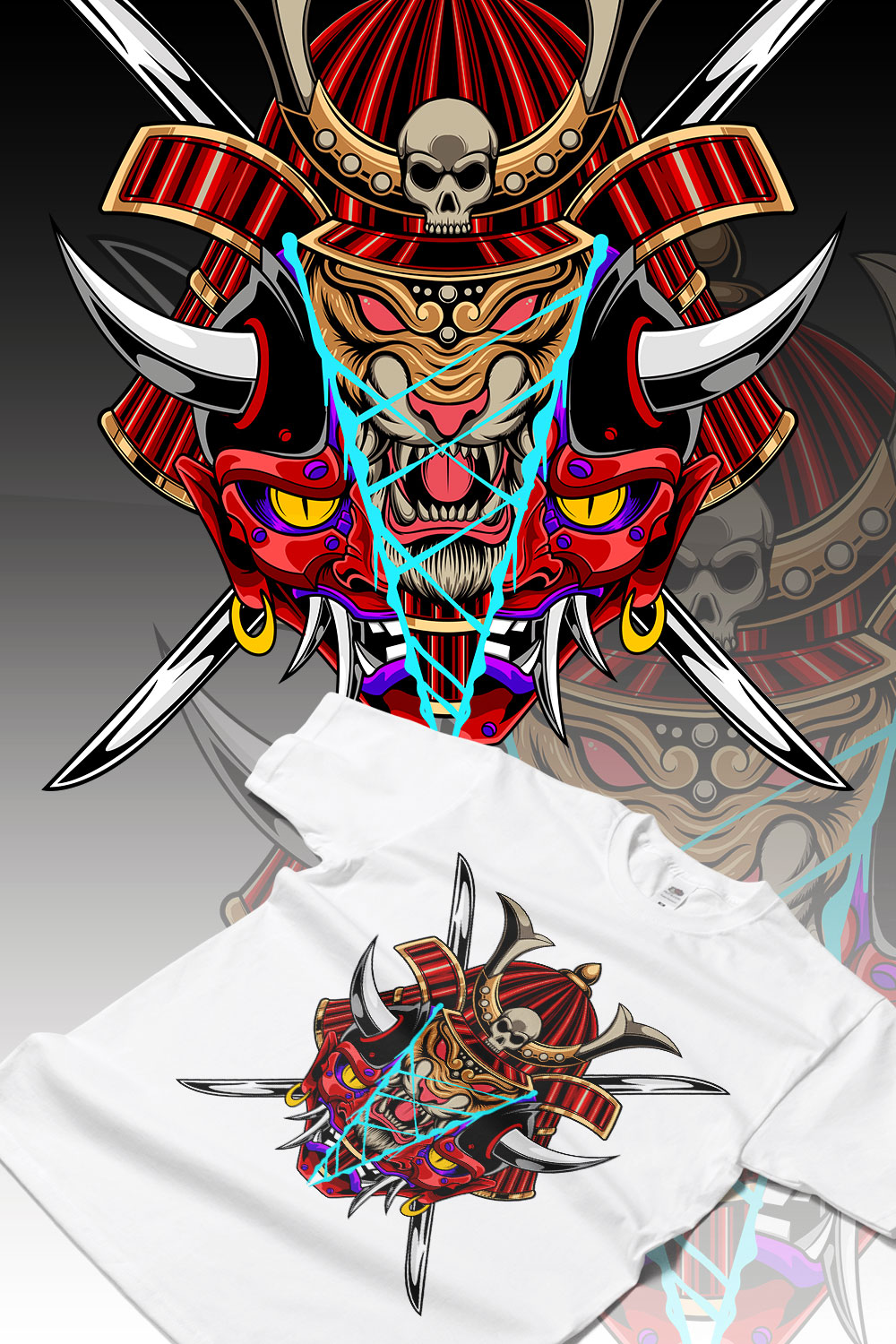 Samurai Tiger Design pinterest preview image.