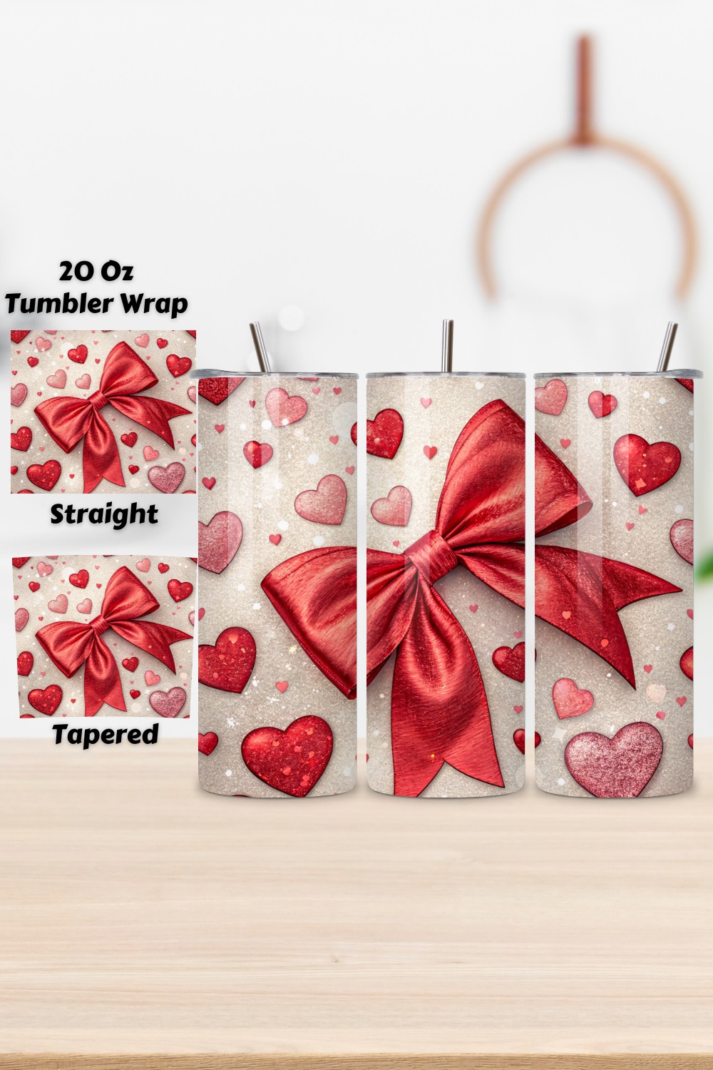 Valentines Tumbler Wrap Design | Valentines Day Tumbler wrap | Valentines Heart Tumbler Wrap | Valentines | 20oz 300 Dpi | 20oz Tumbler PNG pinterest preview image.