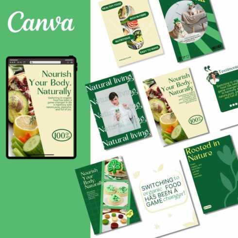 HEALTH AND WELLNESS CANVA TEMPLATES BUNDLE cover image.