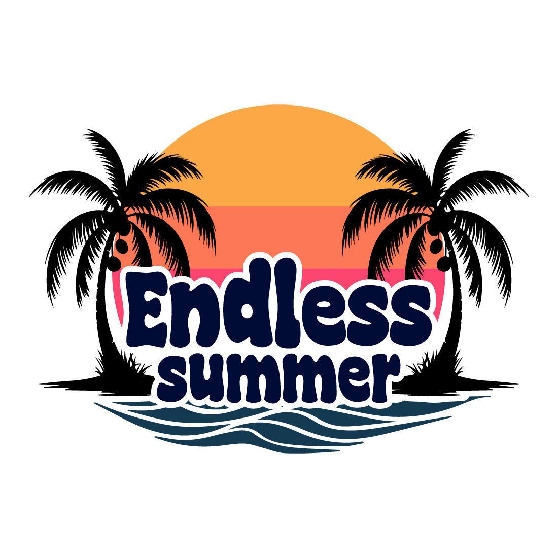 Tropical Summer Vibes – Trendy Beach T-Shirt Design preview image.