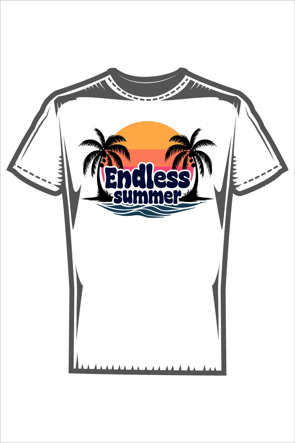 Tropical Summer Vibes – Trendy Beach T-Shirt Design pinterest preview image.