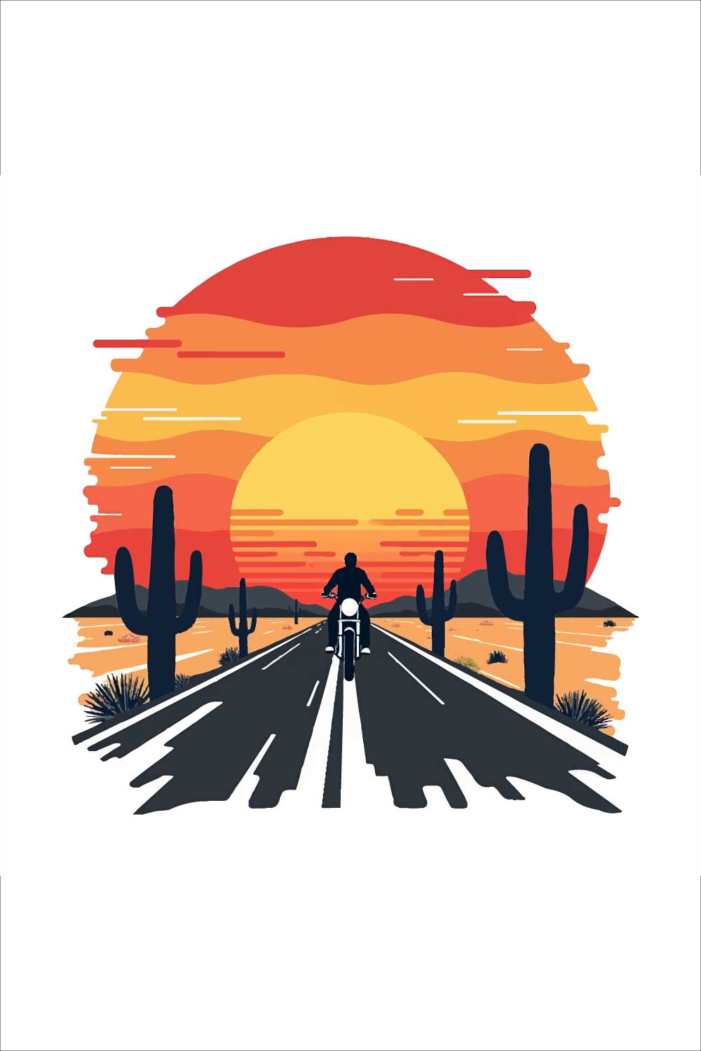 Vintage sunset ride motorcycle t-dhirt design pinterest preview image.