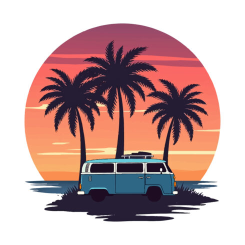 Vintage Sunset Camping T-Shirt Design cover image.