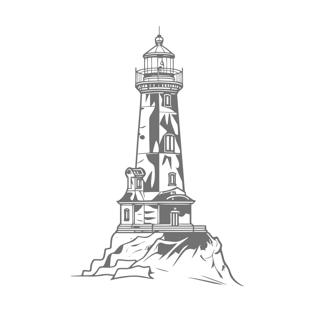 Vintage Lighthouse Vector Illustration – Monochrome Sketch preview image.