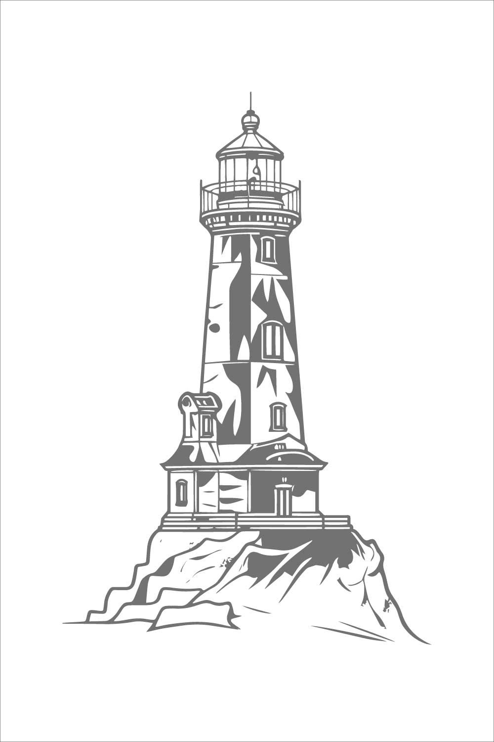 Vintage Lighthouse Vector Illustration – Monochrome Sketch pinterest preview image.