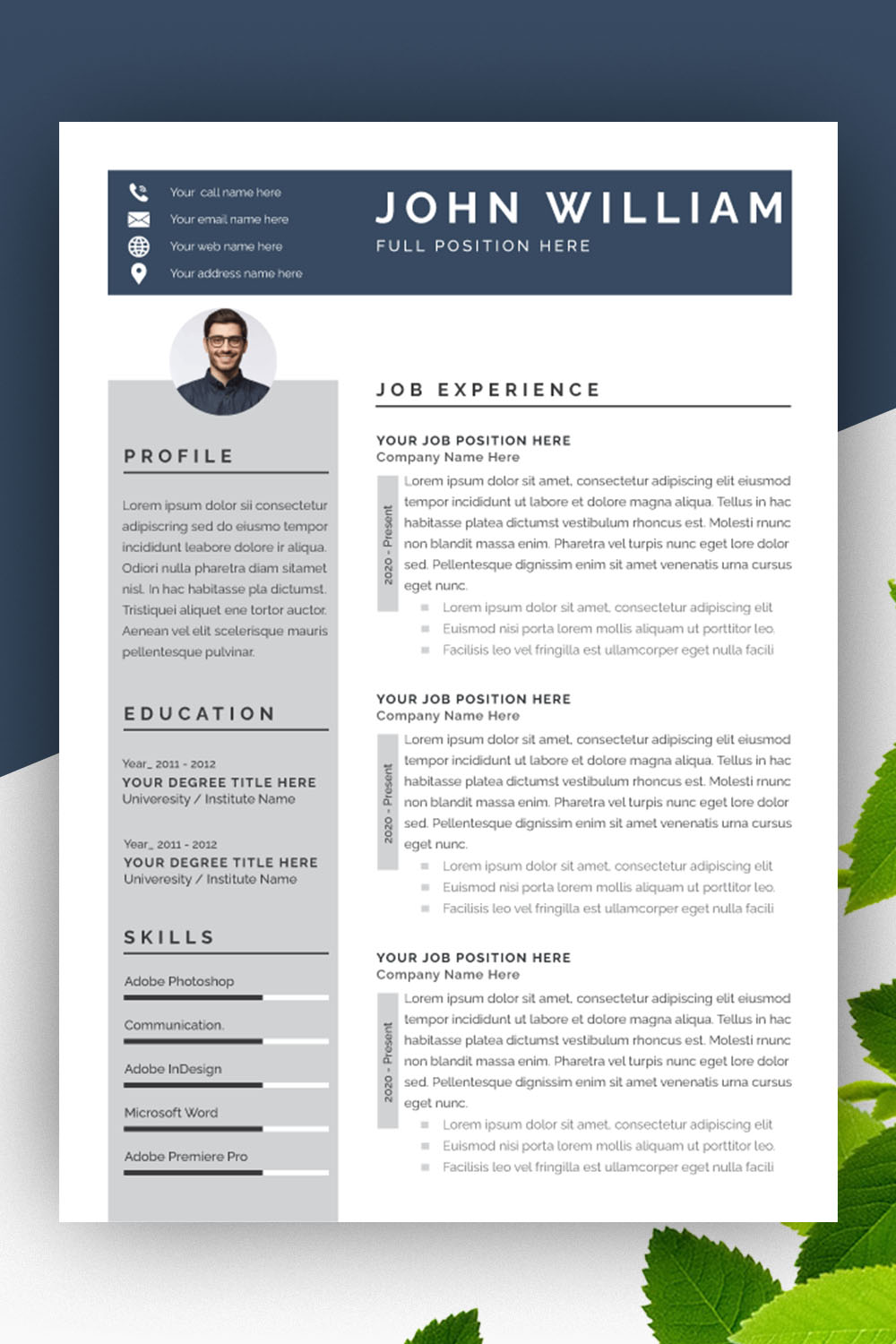 Clean and Professional Resume Layout pinterest preview image.