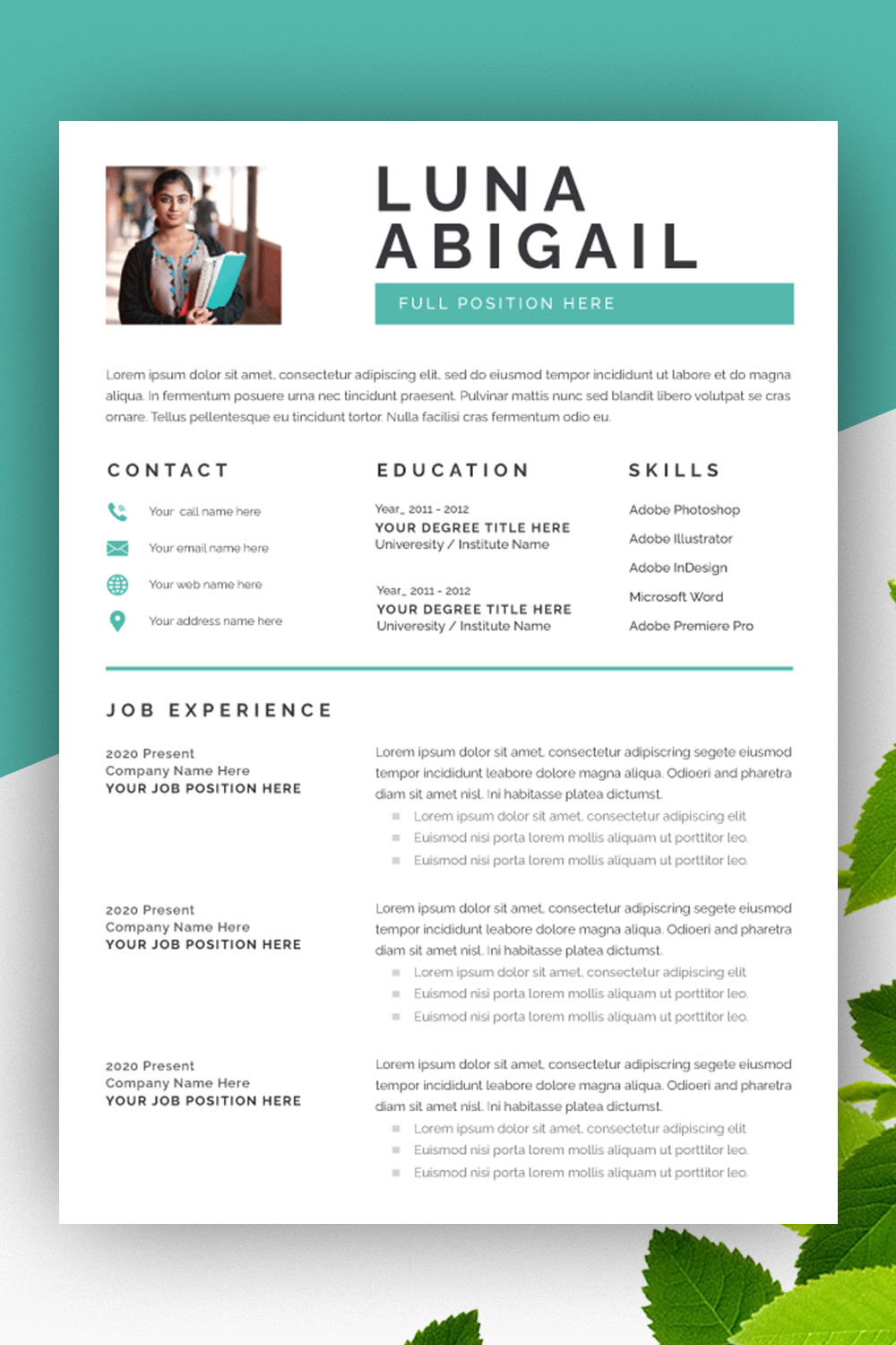 Modern Resume Layout Kit pinterest preview image.