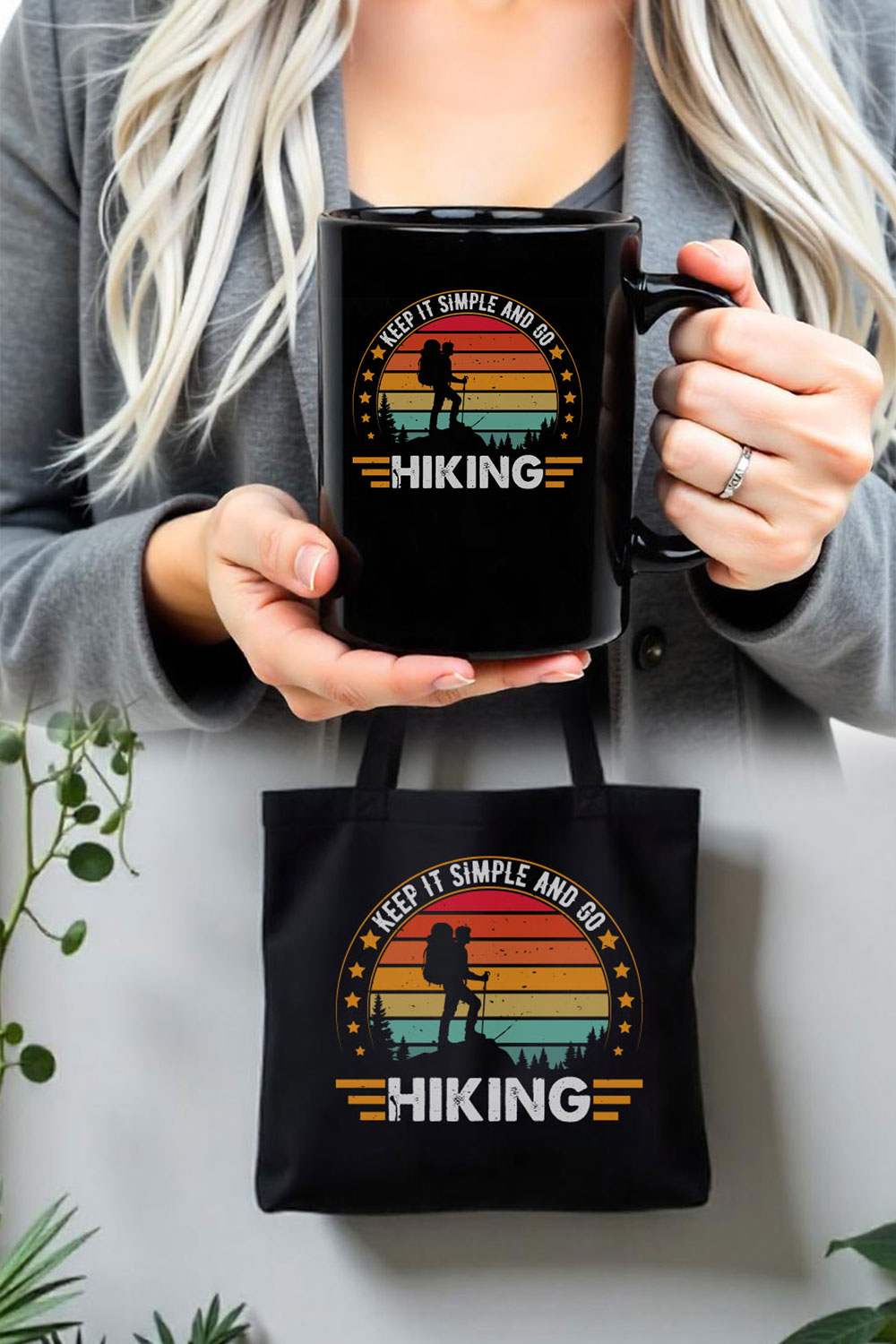 Adventure Awaits – Hiking T-Shirt Design pinterest preview image.