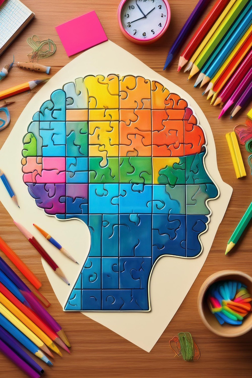 Creative Brain Puzzle – Symbol of Intelligence & Education pinterest preview image.