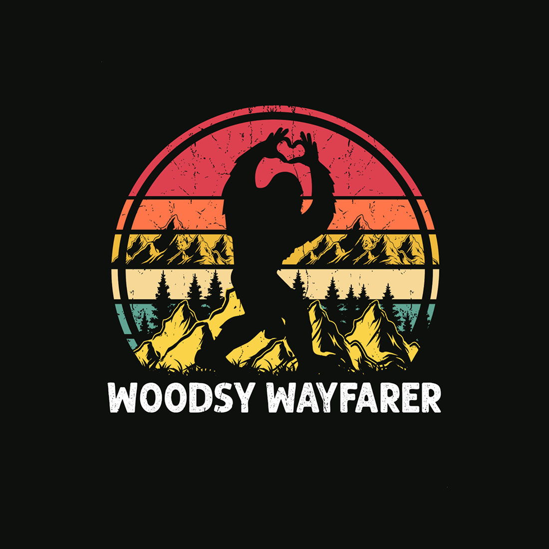 Woodsy Wayfarer T-shirt Design For Bigfoot Lover cover image.