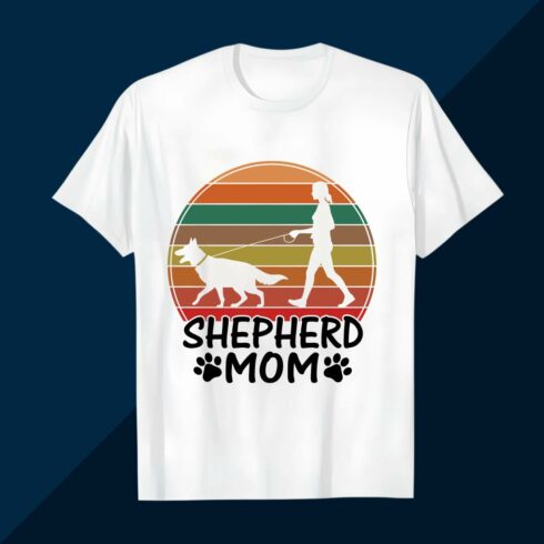 Retro Sunset Shepherd Mom Dog Lover T-shirt cover image.