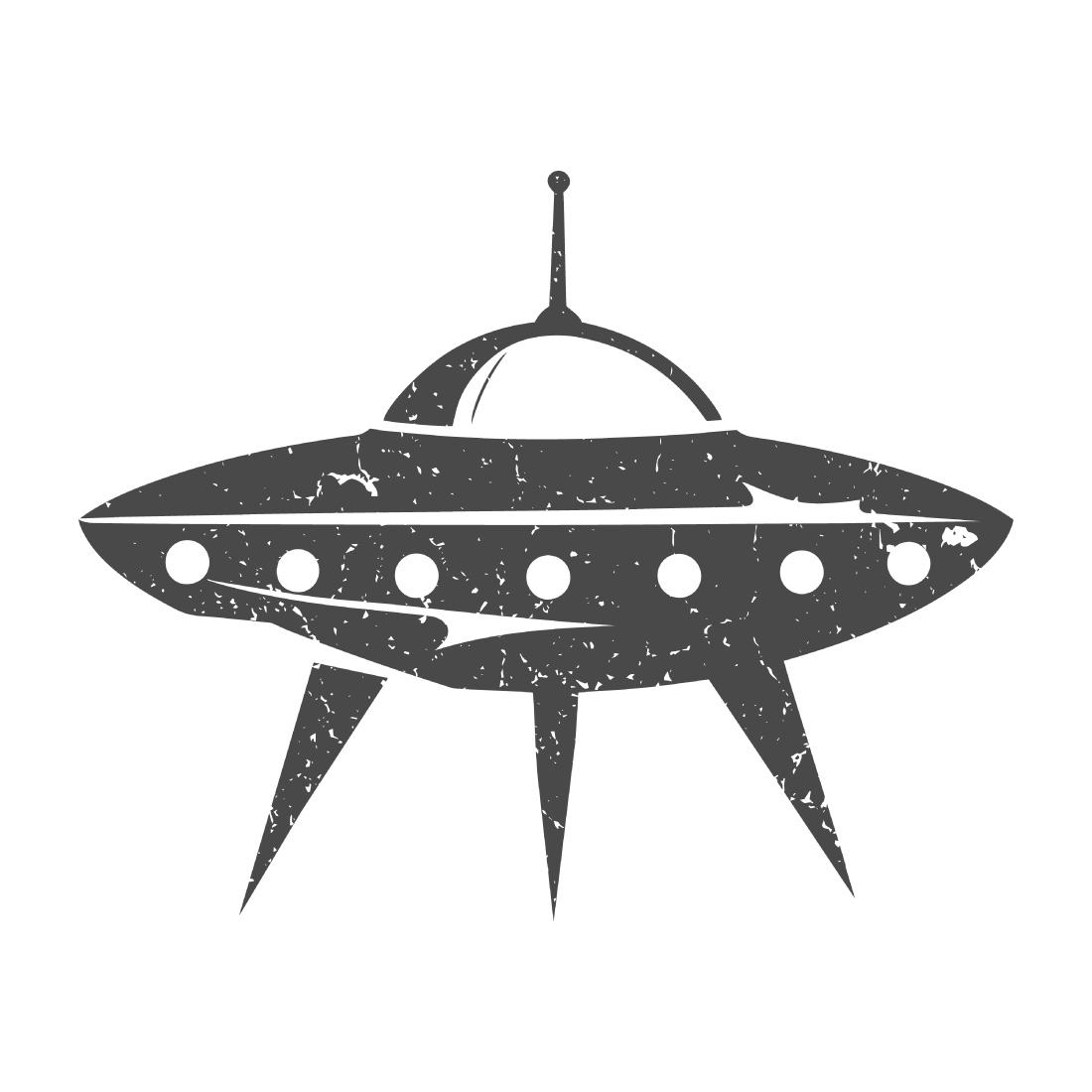 Vintage UFO Spaceship Grunge Vector Illustration preview image.