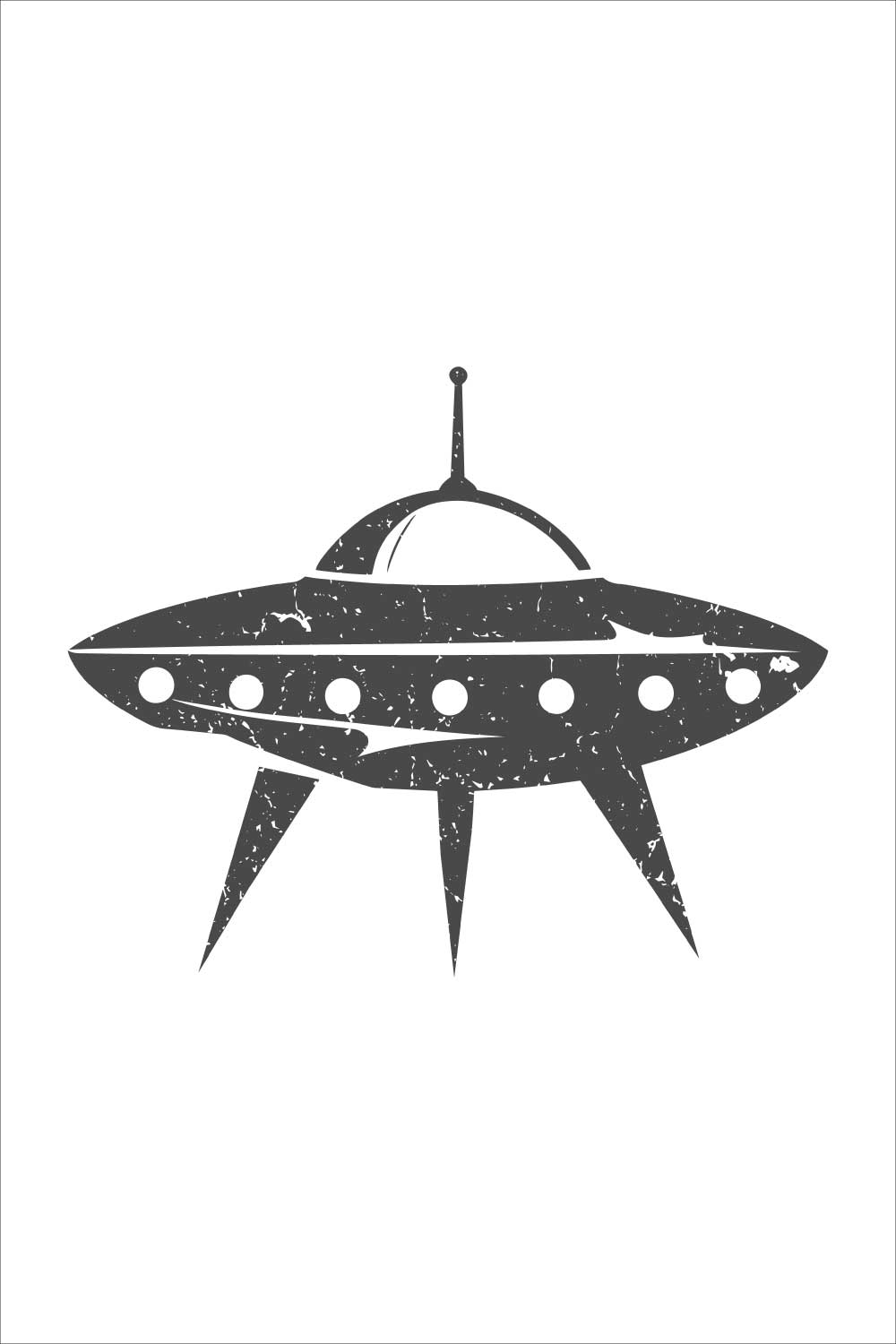 Vintage UFO Spaceship Grunge Vector Illustration pinterest preview image.