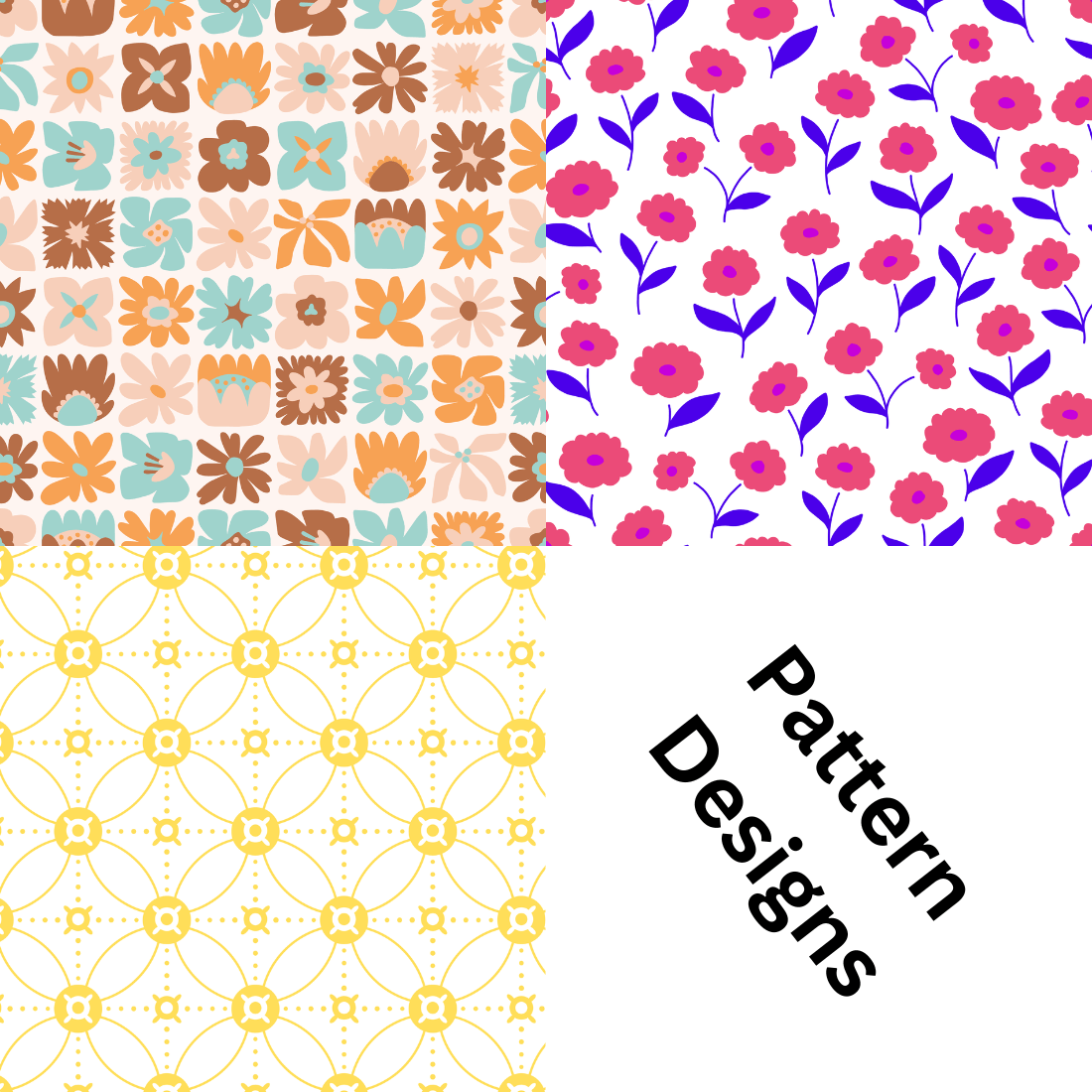 6 Colourful Pattern designs for bedsheets, pillows preview image.