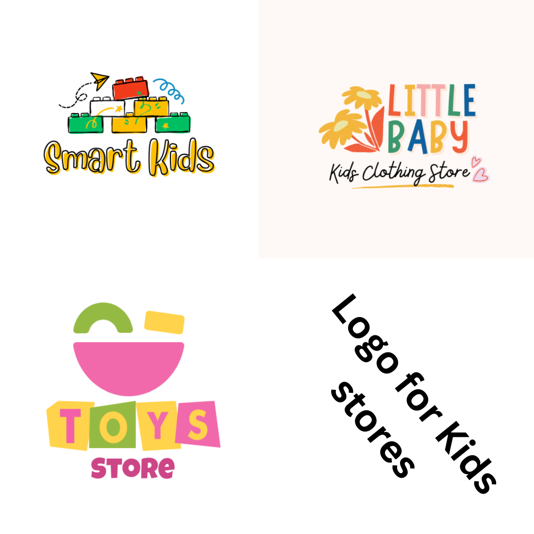 logo for kids stores including wear ,toys, creative stores preview image.