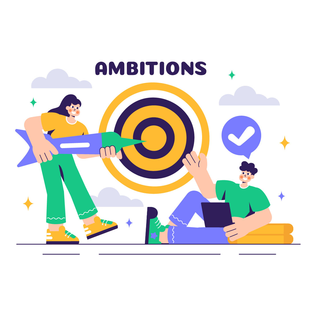 10 Ambitions to Success Illustration preview image.