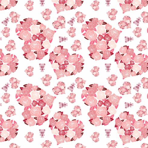 Teddy bear with roses St Valentine pattern cover image.