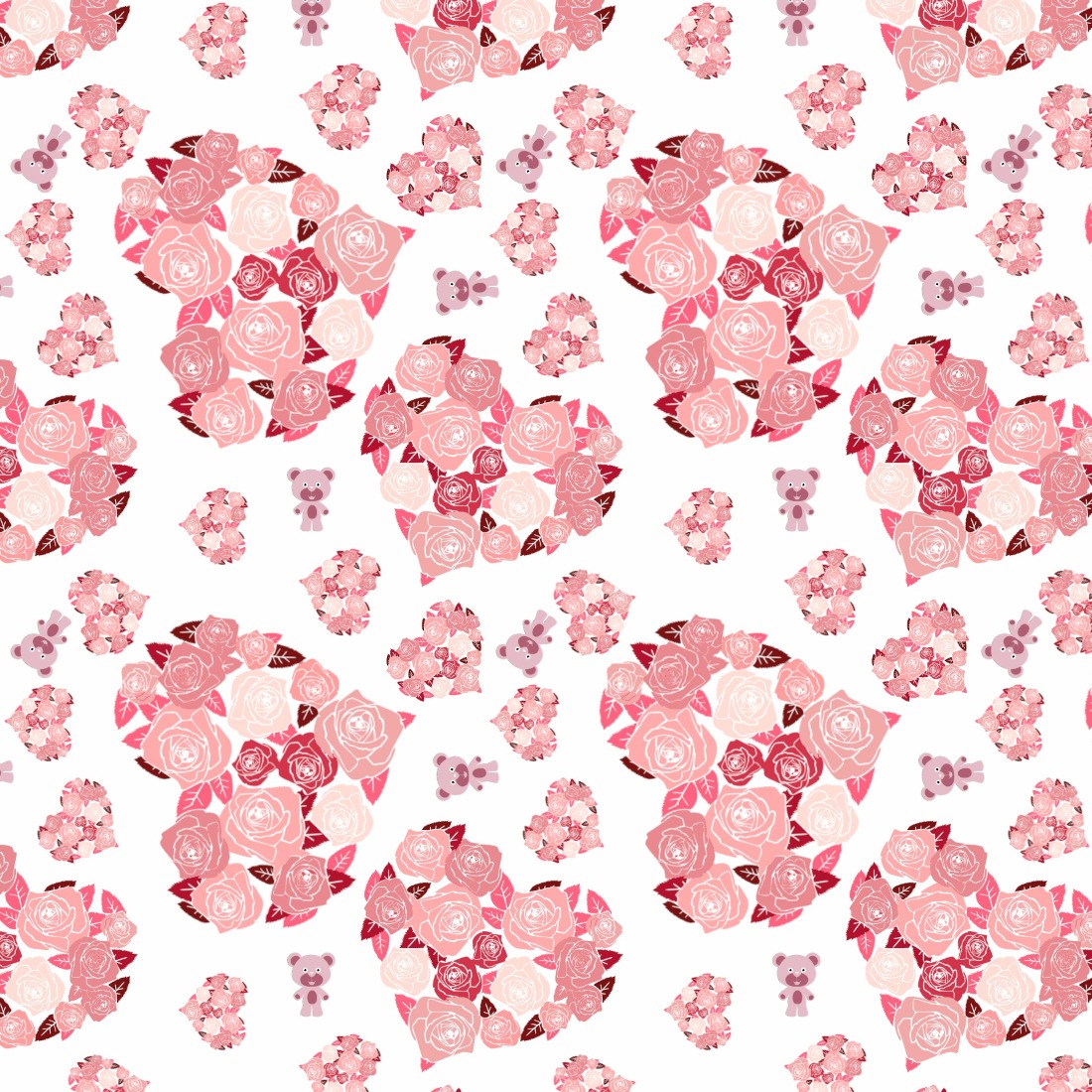 Teddy bear with roses St Valentine pattern cover image.