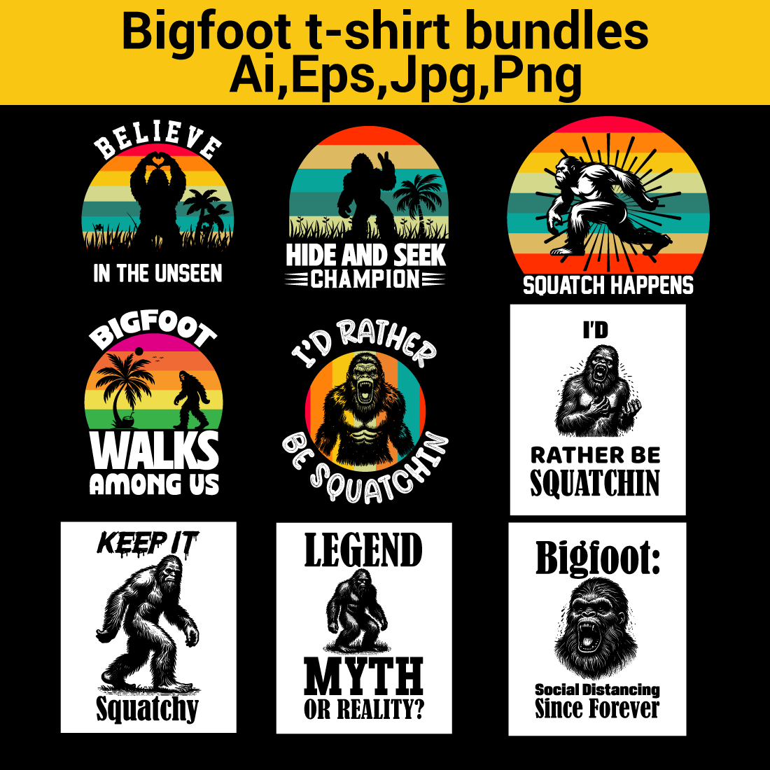 Bigfoot t-shirt bundles preview image.