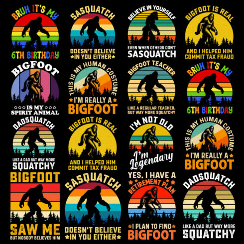 Bigfoot Vintage T Shirt Design Bundle Vol-1 cover image.