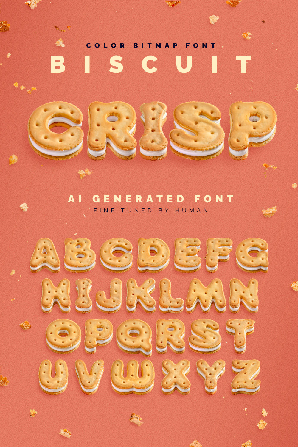 Biscuit Crisp - Color Bitmap Font pinterest preview image.