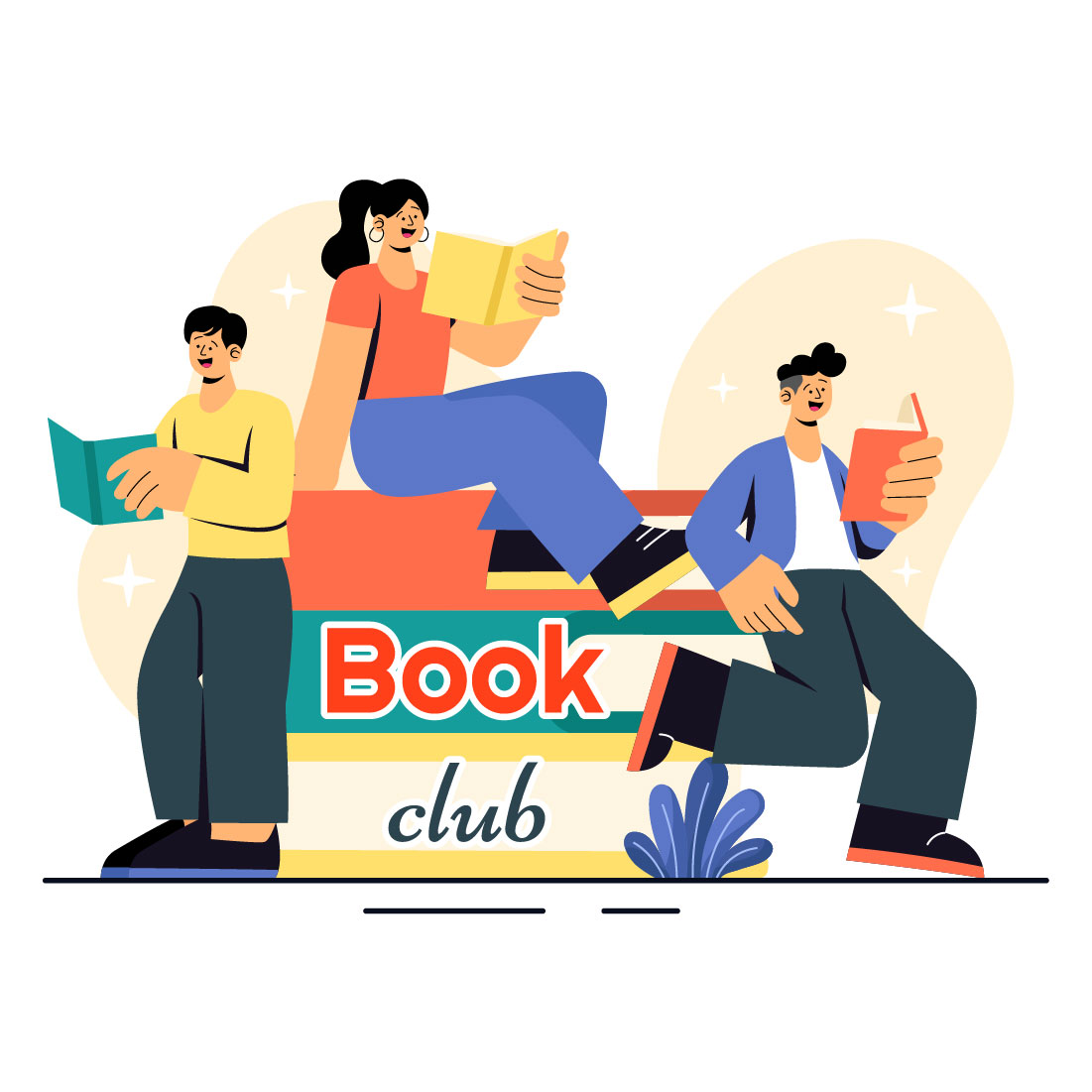 9 Community Book Club Illustration preview image.