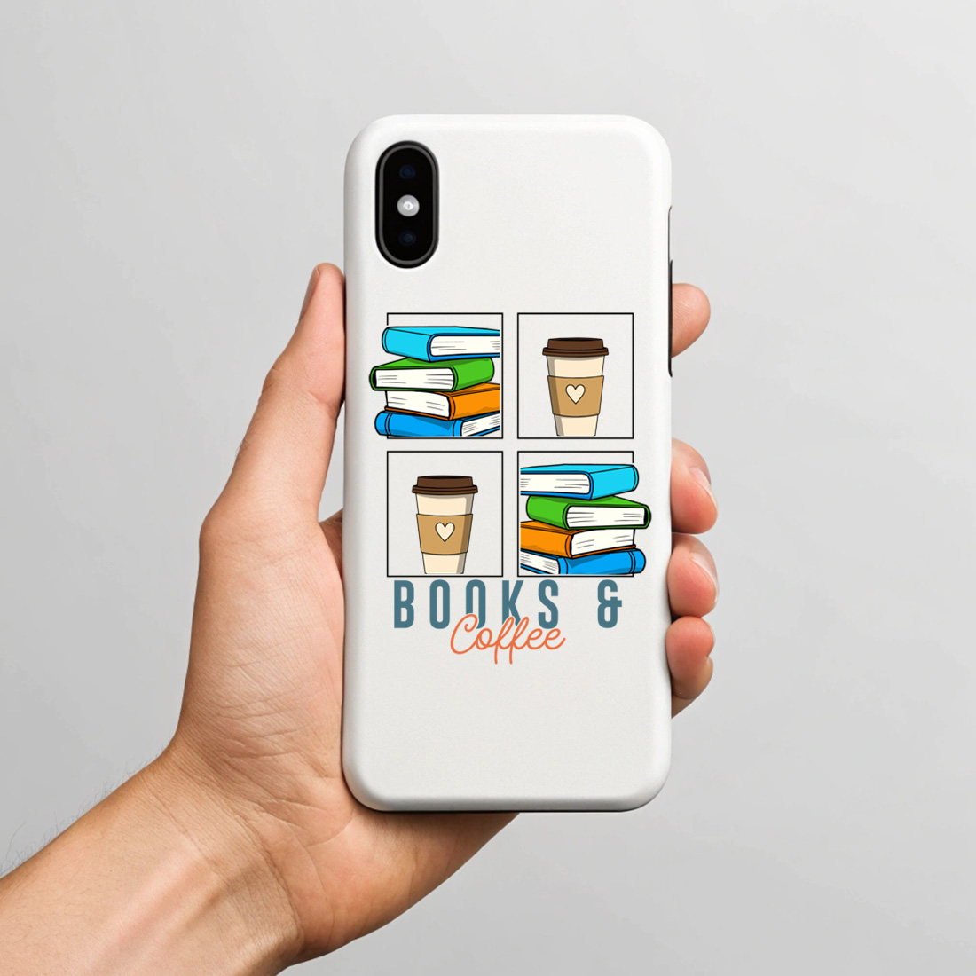 books and coffee aesthetic – cozy reading and caffeine lover illustration 6 with phone case mock up 143