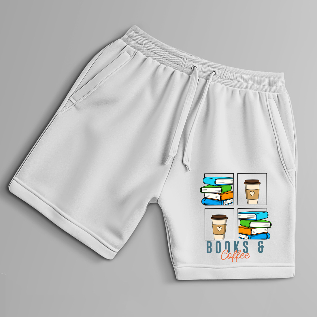 books and coffee aesthetic – cozy reading and caffeine lover illustration 8 with shorts mock up 268