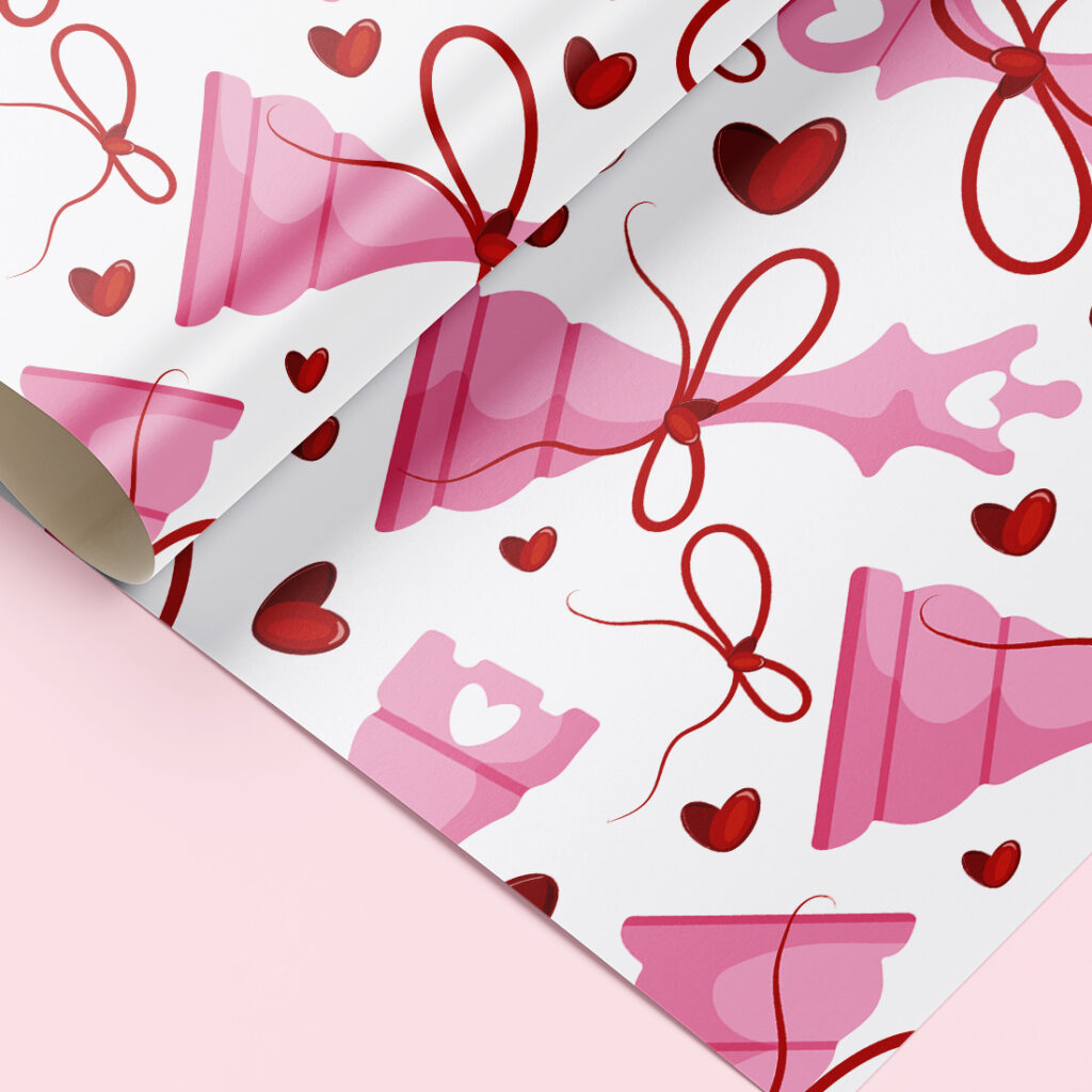 Set of 7 Valentine’s Day Chess Patterns with Bows & Pink Design ...